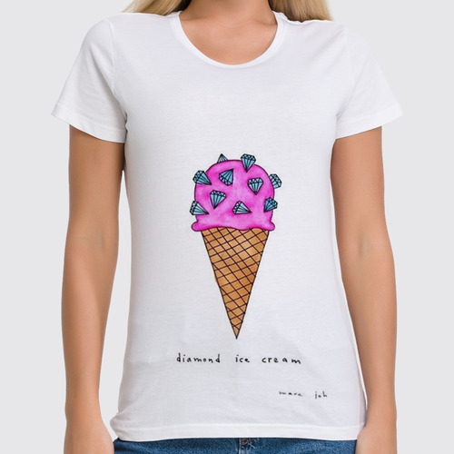 Заказать женскую футболку в Москве. Футболка классическая Diamond ice cream от Полина Синдеева - готовые дизайны и нанесение принтов.
