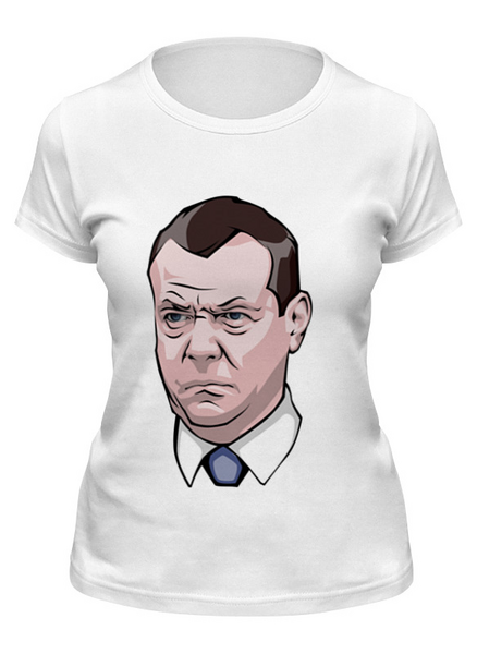 Заказать женскую футболку в Москве. Футболка классическая Дмитрий Медведеву не в духе от trygun - готовые дизайны и нанесение принтов.