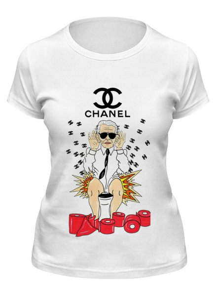 Заказать женскую футболку в Москве. Футболка классическая Chanel от Leichenwagen - готовые дизайны и нанесение принтов.