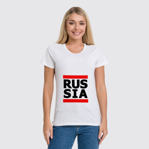 Заказать женскую футболку в Москве. Футболка классическая Russia от kseniya86 - готовые дизайны и нанесение принтов.