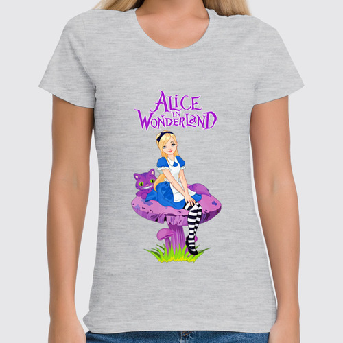 Заказать женскую футболку в Москве. Футболка классическая Алиса в Стране Чудес от T-shirt print  - готовые дизайны и нанесение принтов.