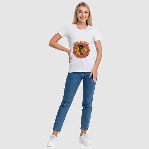 Заказать женскую футболку в Москве. Футболка классическая Чикаго Блэкхокс от kspsshop - готовые дизайны и нанесение принтов.