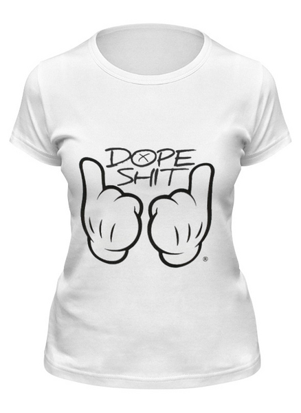 Заказать женскую футболку в Москве. Футболка классическая Dope SHIT от Sergio Happy - готовые дизайны и нанесение принтов.