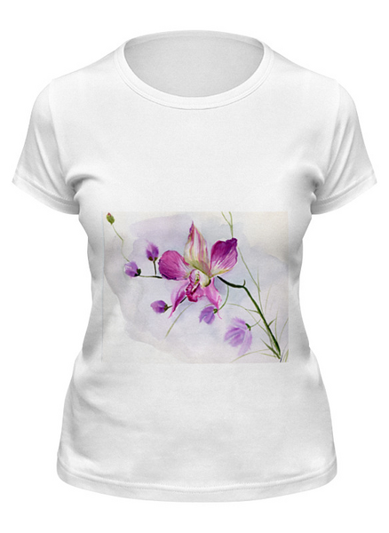 Заказать женскую футболку в Москве. Футболка классическая Розовая орхидея от vnovi - готовые дизайны и нанесение принтов.