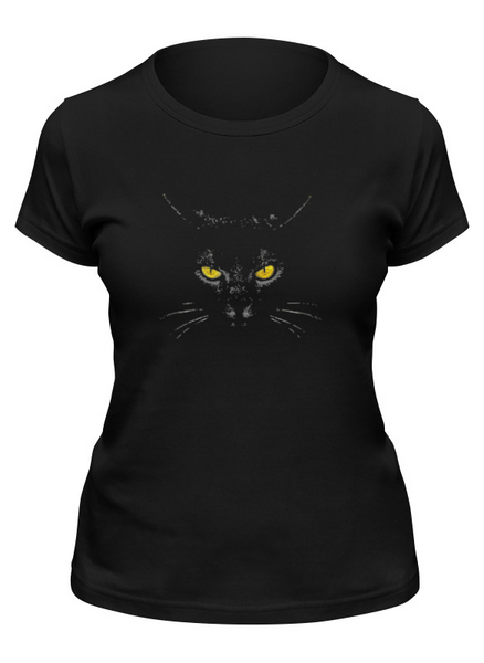 Заказать женскую футболку в Москве. Футболка классическая Чёрный кот от Виктор Гришин - готовые дизайны и нанесение принтов.