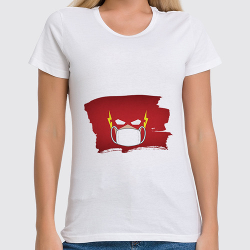 Заказать женскую футболку в Москве. Футболка классическая Флэш (Коллекция: Герои носят маски) от GeekFox  - готовые дизайны и нанесение принтов.
