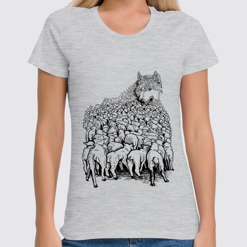 Заказать женскую футболку в Москве. Футболка классическая Волк в овечьей шкуре от printik - готовые дизайны и нанесение принтов.