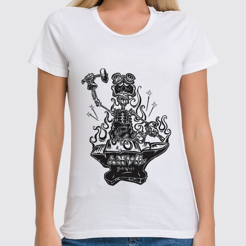 Заказать женскую футболку в Москве. Футболка классическая Skeleton Art от Leichenwagen - готовые дизайны и нанесение принтов.