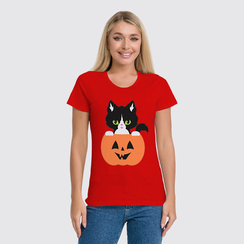 Заказать женскую футболку в Москве. Футболка классическая BLACK CAT от cooldesign  - готовые дизайны и нанесение принтов.
