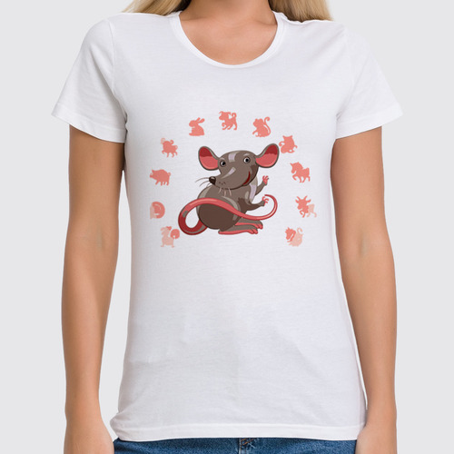 Заказать женскую футболку в Москве. Футболка классическая Год крысы   от T-shirt print  - готовые дизайны и нанесение принтов.