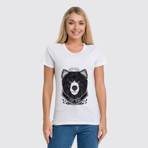 Заказать женскую футболку в Москве. Футболка классическая Медведь от Weed Stuff`a - готовые дизайны и нанесение принтов.