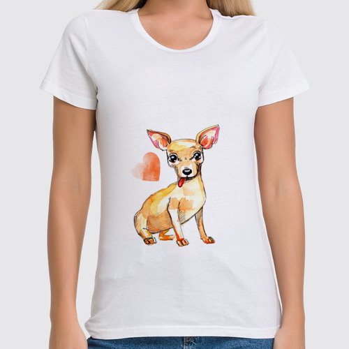 Заказать женскую футболку в Москве. Футболка классическая Pam-pam-pam-pa-pa... Chihuahua! от Evgenia Bandagnomych - готовые дизайны и нанесение принтов.