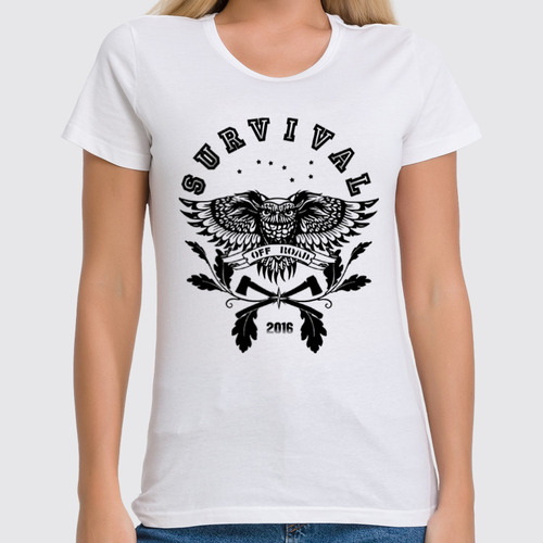 Заказать женскую футболку в Москве. Футболка классическая OWL. SURVIVAL от Алексс Неро - готовые дизайны и нанесение принтов.