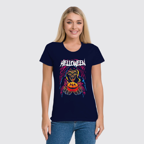 Заказать женскую футболку в Москве. Футболка классическая ☠ HalloweeN ☠ от balden - готовые дизайны и нанесение принтов.