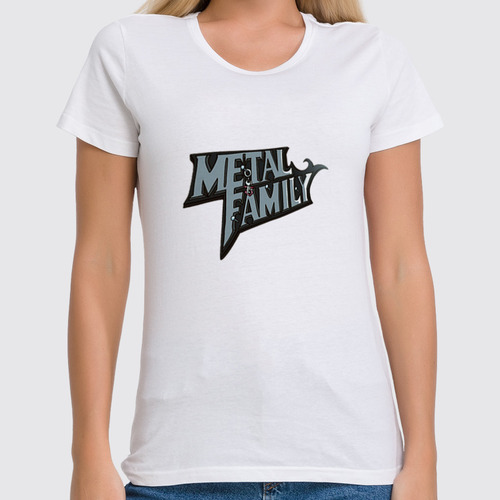 Заказать женскую футболку в Москве. Футболка классическая Metal Family от helgawww - готовые дизайны и нанесение принтов.
