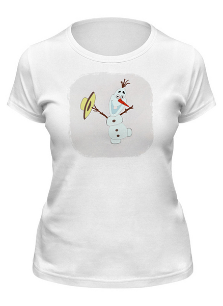 Заказать женскую футболку в Москве. Футболка классическая Снеговик от mrs-snit@yandex.ru - готовые дизайны и нанесение принтов.