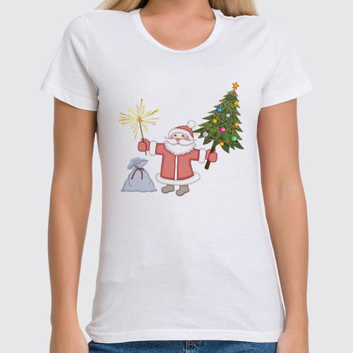Заказать женскую футболку в Москве. Футболка классическая Дед мороз от Lot_ta  - готовые дизайны и нанесение принтов.