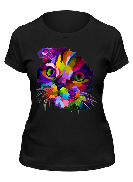 Заказать женскую футболку в Москве. Футболка классическая РАДУЖНЫЙ КОТЕНОК от weeert - готовые дизайны и нанесение принтов.