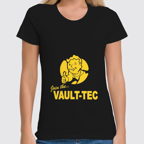 Заказать женскую футболку в Москве. Футболка классическая Fallout  Vault-Tec от cherdantcev - готовые дизайны и нанесение принтов.