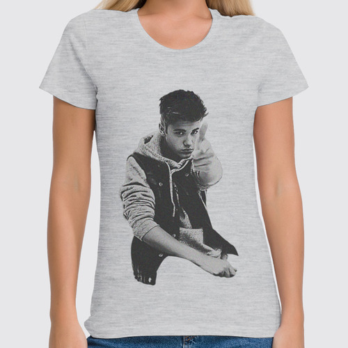Заказать женскую футболку в Москве. Футболка классическая Justin Bieber от Антон Величко - готовые дизайны и нанесение принтов.