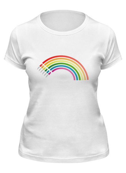 Заказать женскую футболку в Москве. Футболка классическая радуга от Mari_M - готовые дизайны и нанесение принтов.