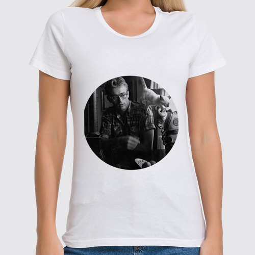 Заказать женскую футболку в Москве. Футболка классическая Джеймс Дин James Dean с котом от James Dean - готовые дизайны и нанесение принтов.