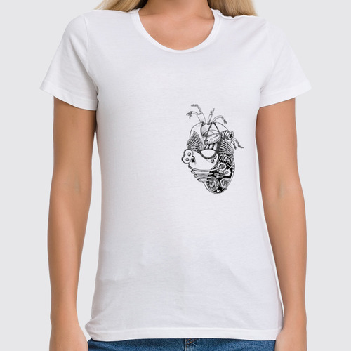Заказать женскую футболку в Москве. Футболка классическая Механическое сердце от postboxls@mail.ru - готовые дизайны и нанесение принтов.