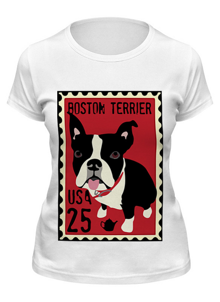 Заказать женскую футболку в Москве. Футболка классическая Boston Terrier от Pinky-Winky - готовые дизайны и нанесение принтов.