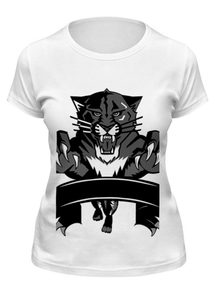 Заказать женскую футболку в Москве. Футболка классическая чёрный тигр  от Sasha Konyavy - готовые дизайны и нанесение принтов.