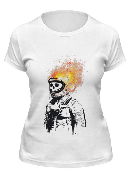 Заказать женскую футболку в Москве. Футболка классическая Портрет космонавта от YellowCloverShop - готовые дизайны и нанесение принтов.
