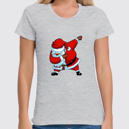 Заказать женскую футболку в Москве. Футболка классическая Dabbing Santa от skynatural - готовые дизайны и нанесение принтов.
