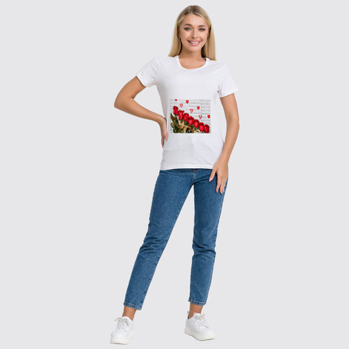 Заказать женскую футболку в Москве. Футболка классическая Цветы Розы от Тима Старк - готовые дизайны и нанесение принтов.