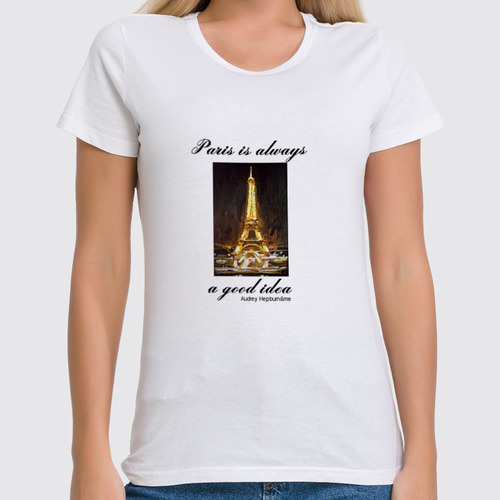 Заказать женскую футболку в Москве. Футболка классическая Париж от @mywave - готовые дизайны и нанесение принтов.
