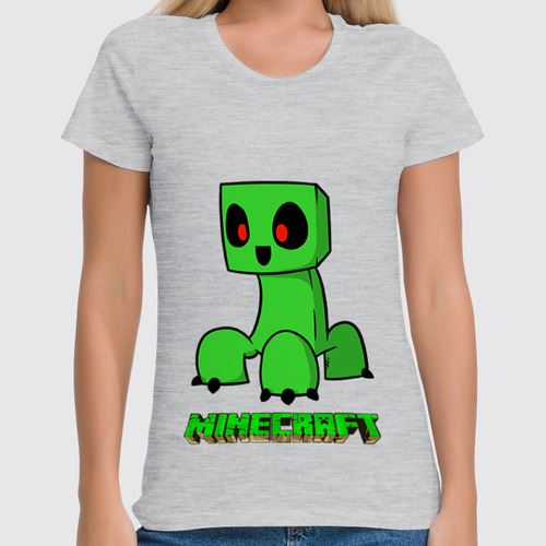 Заказать женскую футболку в Москве. Футболка классическая Minecraft (Майнкрафт) Creeper (Крипер) от Just kidding - готовые дизайны и нанесение принтов.