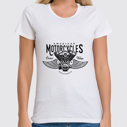 Заказать женскую футболку в Москве. Футболка классическая Motocycles от kreed - готовые дизайны и нанесение принтов.