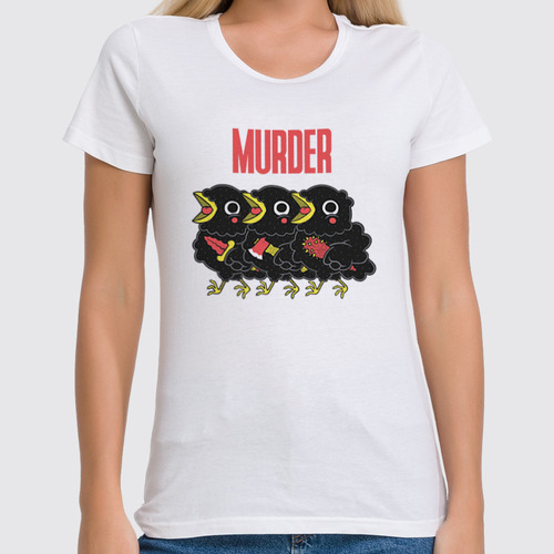 Заказать женскую футболку в Москве. Футболка классическая Murder от Leichenwagen - готовые дизайны и нанесение принтов.