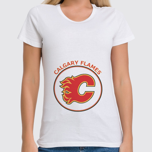 Заказать женскую футболку в Москве. Футболка классическая Calgary Flames, от kspsshop - готовые дизайны и нанесение принтов.