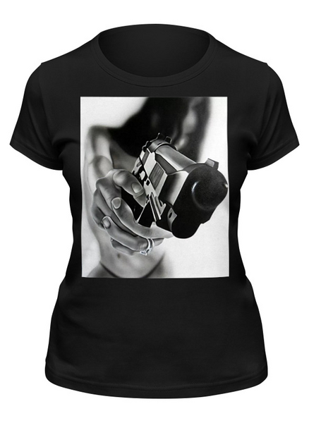 Заказать женскую футболку в Москве. Футболка классическая Пистолет от Никита Коледенков - готовые дизайны и нанесение принтов.