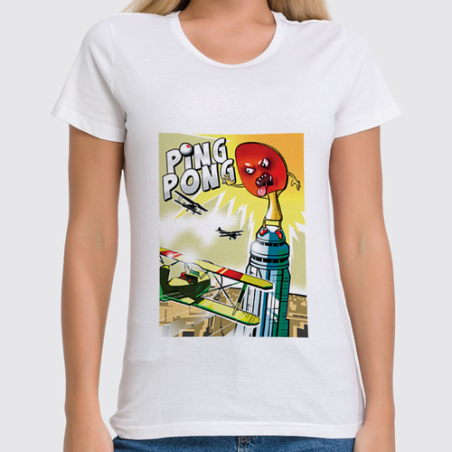 Заказать женскую футболку в Москве. Футболка классическая King Pong от kotashi - готовые дизайны и нанесение принтов.