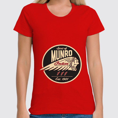 Заказать женскую футболку в Москве. Футболка классическая The Spirit Of Munro. Indian от madwheelz - готовые дизайны и нанесение принтов.
