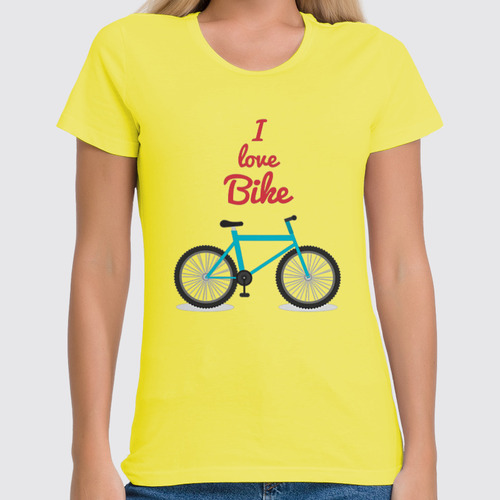 Заказать женскую футболку в Москве. Футболка классическая I Love Bike от balden - готовые дизайны и нанесение принтов.