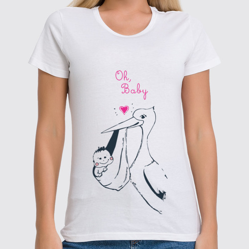 Заказать женскую футболку в Москве. Футболка классическая Oh, Baby от lika_polushkina@mail.ru - готовые дизайны и нанесение принтов.