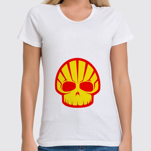 Заказать женскую футболку в Москве. Футболка классическая Shell Skull от Leichenwagen - готовые дизайны и нанесение принтов.