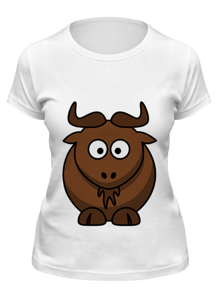 Заказать женскую футболку в Москве. Футболка классическая коричневый бык от EDJEY  - готовые дизайны и нанесение принтов.
