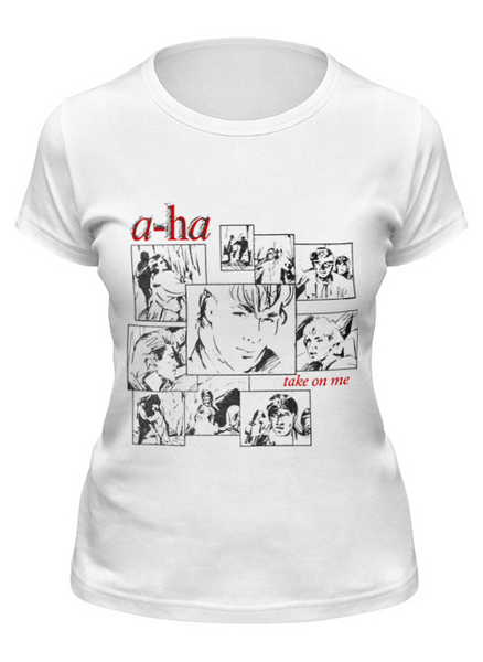 Заказать женскую футболку в Москве. Футболка классическая a-ha / Take On Me от OEX design - готовые дизайны и нанесение принтов.