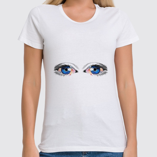 Заказать женскую футболку в Москве. Футболка классическая Глаза от reut.94@mail.ru - готовые дизайны и нанесение принтов.