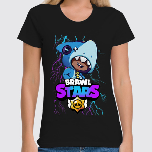 Заказать женскую футболку в Москве. Футболка классическая Brawl Stars Leon Shark от weeert - готовые дизайны и нанесение принтов.