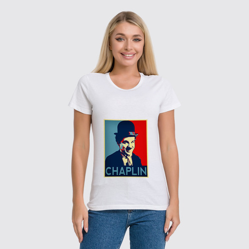 Заказать женскую футболку в Москве. Футболка классическая Чарльз Чаплин от YellowCloverShop - готовые дизайны и нанесение принтов.