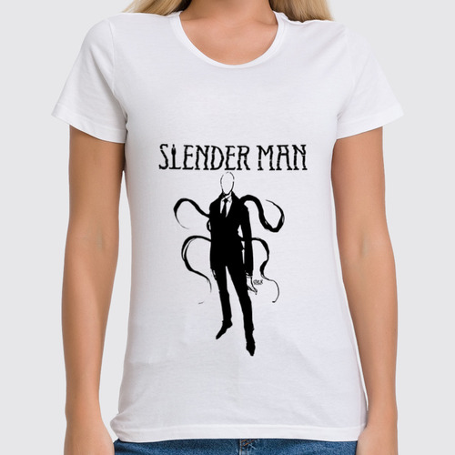 Заказать женскую футболку в Москве. Футболка классическая slender man от OEX design - готовые дизайны и нанесение принтов.