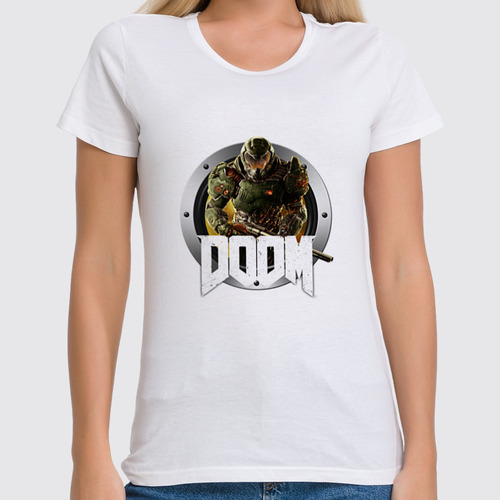 Заказать женскую футболку в Москве. Футболка классическая Логотип Doom от THE_NISE  - готовые дизайны и нанесение принтов.